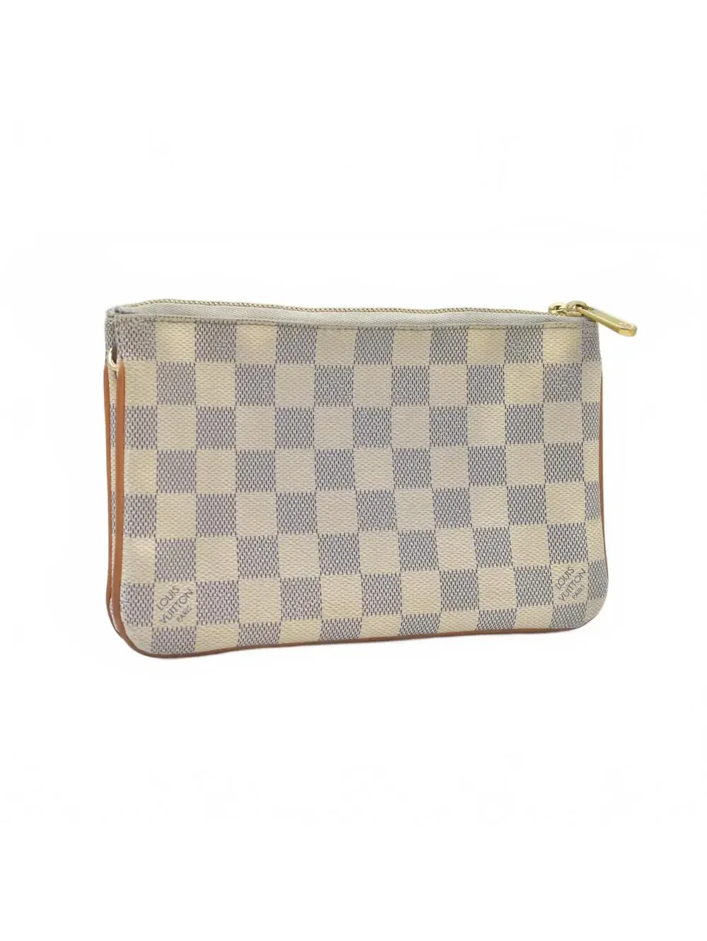 $1350 Louis Vuitton Damier Azur Double Zip Pochette